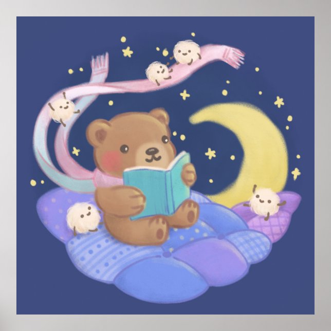 Poster Leitura de Urso de Teddy com Ilustração de Monstro (Frente)