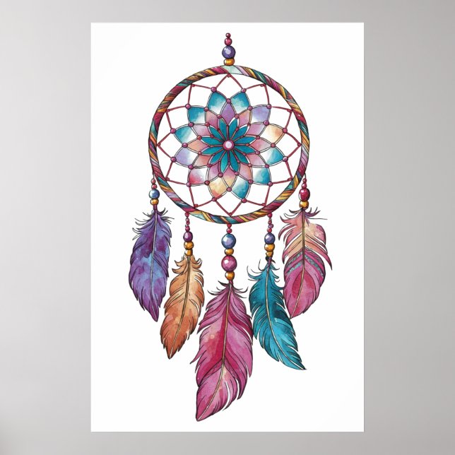 Poster Leitura elegante moderna, boho dreamcatcher (Frente)