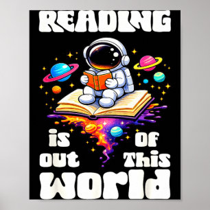 Poster Leitura engraçada é fora do mundo espaço fofo
