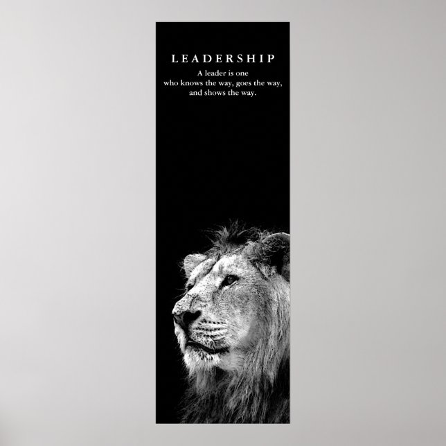 Póster Leitura Motivada Citação Lion Black White (Frente)