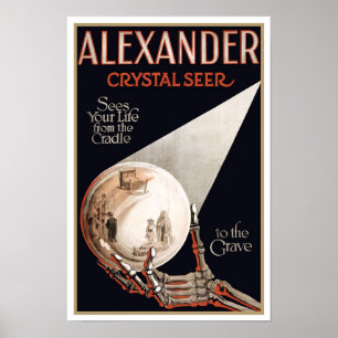 Póster Leituras psíquicos por Alexander, 1910. Mágica d