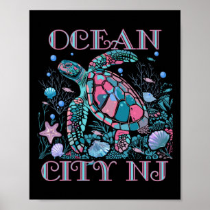 Poster Lembrança Colorida da Praia de Ocean City Nj Amant