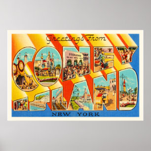 Póster Lembrança das viagens vintage de Coney Island New