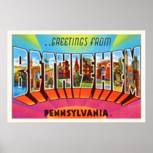 Póster Lembrança das viagens vintage do PA de Bethlehem