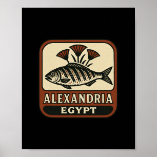 Poster Lembrança de Alexandria Egito Peixe Egípcio E Viag