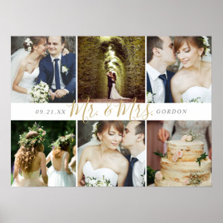 Poster Lembrança de Casamento Sr. e Sra. 6 Colagem de Fot