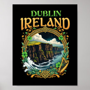 Poster Lembrança de Dublin Irlanda Falésias do Mar Férias