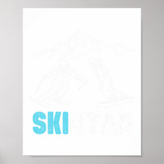 Poster Lembrança de Férias de Esqui Utah Esqui Snowboard 