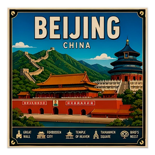 Póster 🧲 Lembrança de Viagem para Beijing China para Vis (Frente)