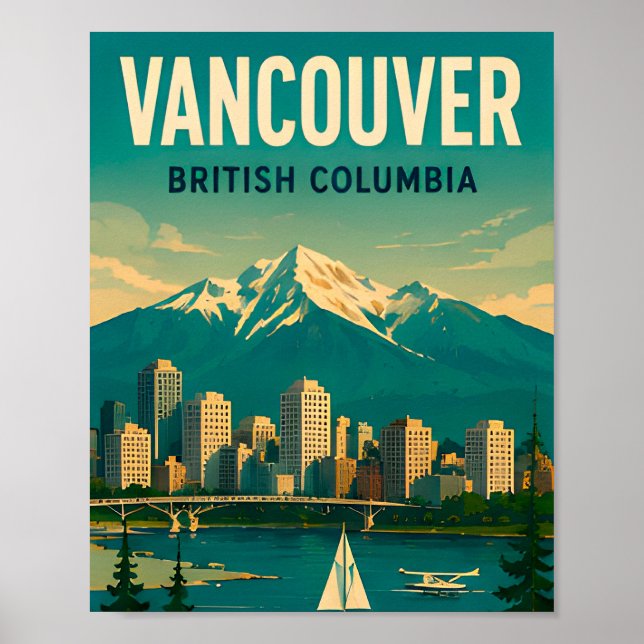 Poster Lembrança de Viagem Vancouver Canadá (Frente)