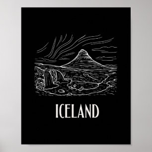 Poster Lembrança do Aurora Boreal Caminhada Arte Retro Is