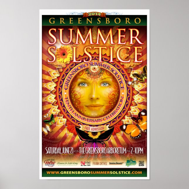Poster Lembrança do Solstício de Verão de Greensboro 2014 (Frente)