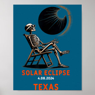 Poster Lembrança engraçada do eclipse solar esqueleto Tex