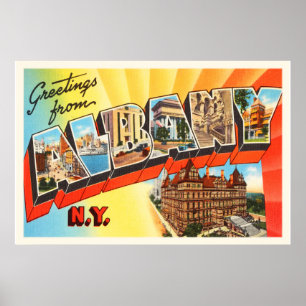 Poster Lembrança velha das viagens vintage de Albany New