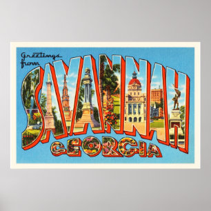 Poster Lembrança velha das viagens vintage de Geórgia G