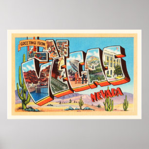 Poster Lembrança velha das viagens vintage de Las Vegas