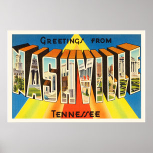 Poster Lembrança velha das viagens vintage de Nashville