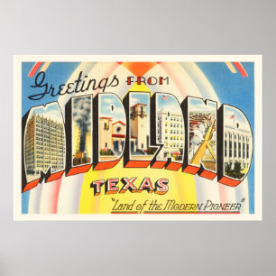Póster Lembrança velha das viagens vintage de Texas TX d