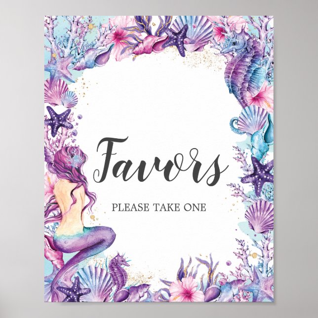 Poster Lembrancinhas de Chá de Bebê de Sereia debaixo do  (Frente)