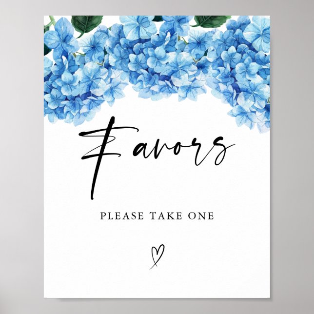 Poster Lembrancinhas de Chá de Noiva Floral Hortênsia Azu (Frente)