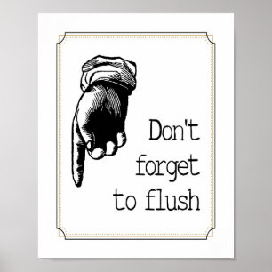 Poster Lembrete de vaso sanitário infantil vintage para b