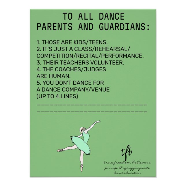 Póster Lembrete para Pais de Dança Ovelha Sábia (Frente)