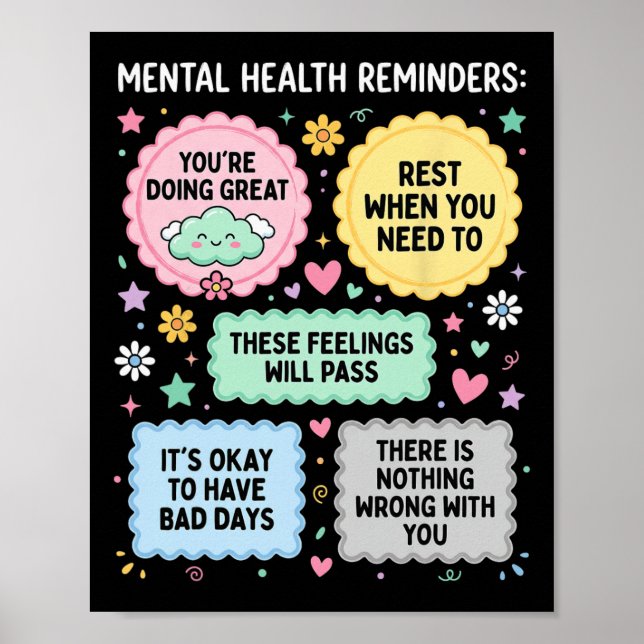 Poster Lembretes de Saúde Mental Mês de Conscientização s (Frente)