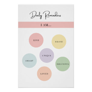 Póster Lembretes diários - afirmações de amor próprio Art