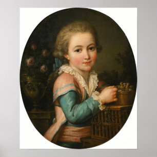 Poster Lemoine - Retrato De Um Menino Alimentando Duas Av