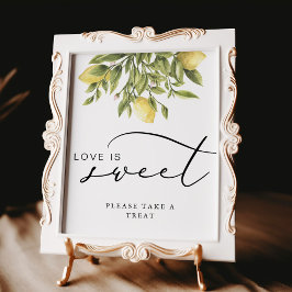 Poster Lemon Calliografia Love é doce sinal de casamento