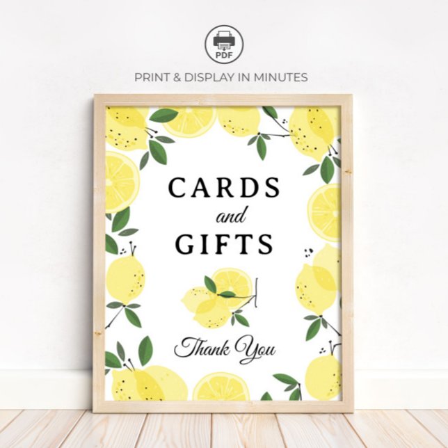 Poster Lemon "Cards and Gifts" Bridal Shower sign (Criador carregado)