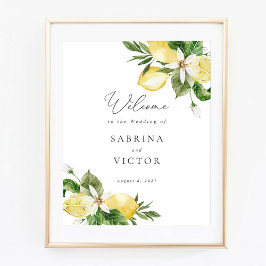 Poster Lemon Citrus Greenery Floral Weding Sinal