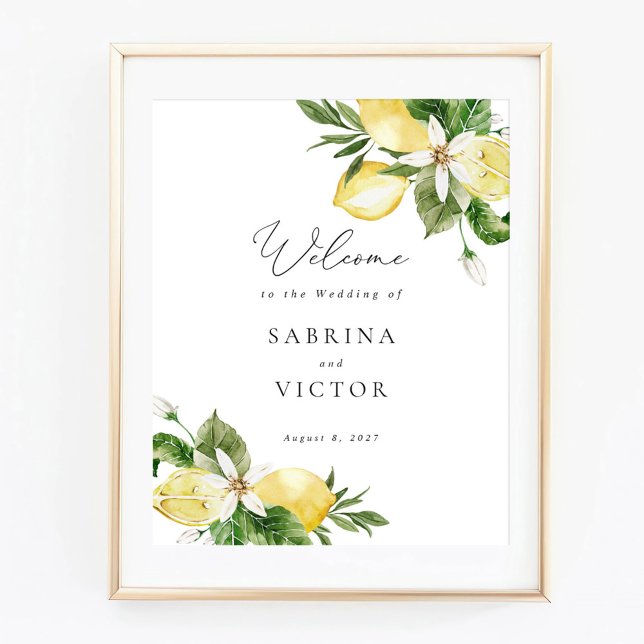 Poster Lemon Citrus Greenery Floral Weding Sinal (Criador carregado)