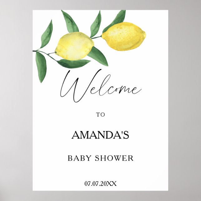 Poster Lemon Citrus - placa de boas-vindas para chá de be (Frente)