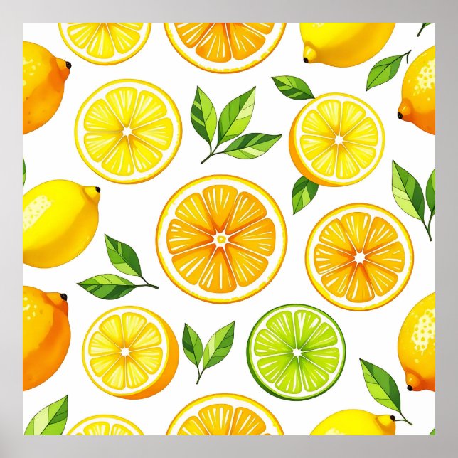 Poster Lemon Citrus Slice Pattern (Frente)