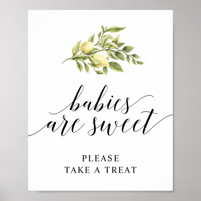 Poster Lemon Elegante Tipografia  BEBÊS SÃO DOCES (Frente)