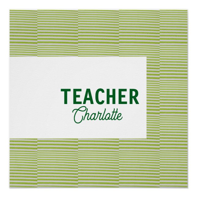 Póster Lemon green white stripes teacher professor name c (Frente)