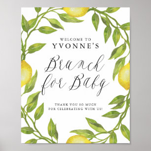 Poster Lemon Greenery Wreath Chá de fraldas Brunch