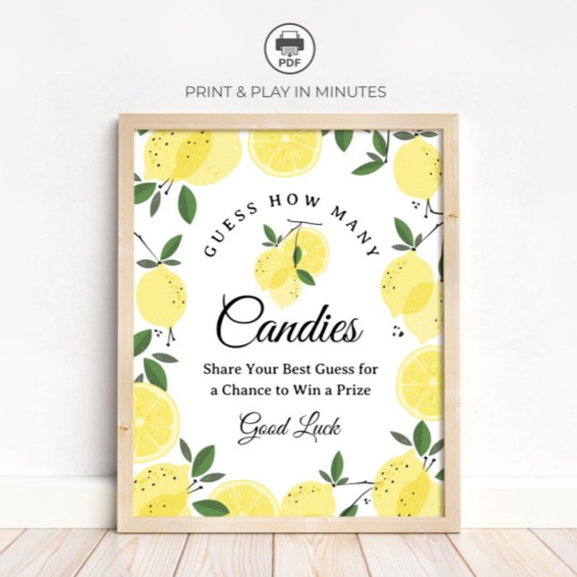 Poster Lemon Guess How Many Candies Game Sign (Criador carregado)