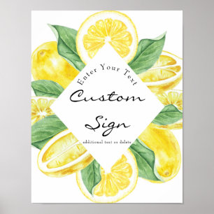 Poster Lemon Yellow   Citrinos   Sinal de texto personali