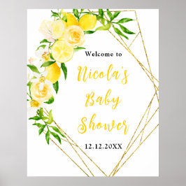 Poster Lemons and Foliage Baby Shower Welcome