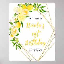 Poster Lemons and Foliage Birthday Welcome
