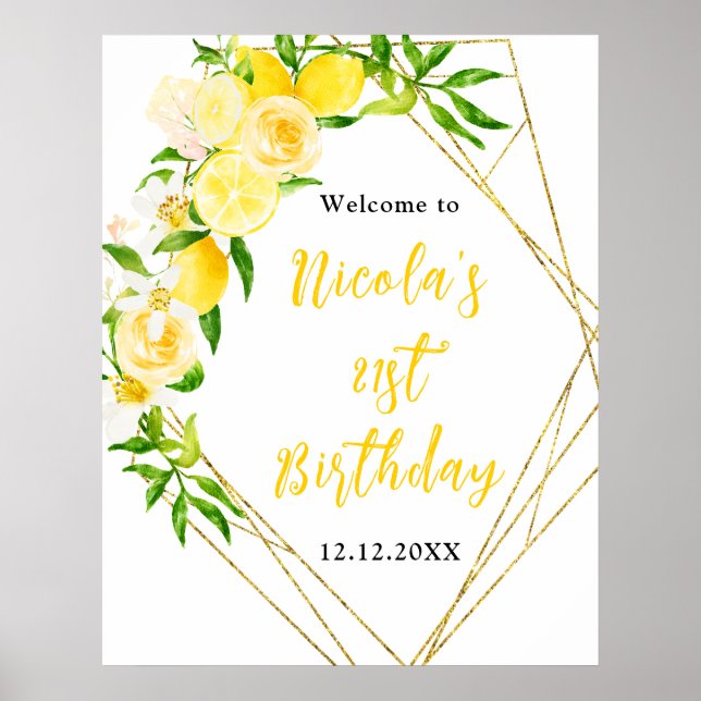 Poster Lemons and Foliage Birthday Welcome (Frente)