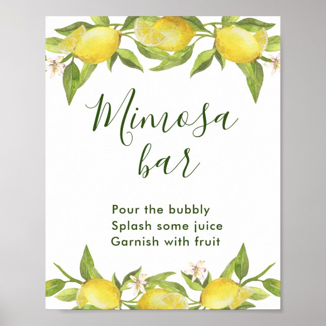 Poster Lemons Blossom Verde Mimosa Bar (Frente)