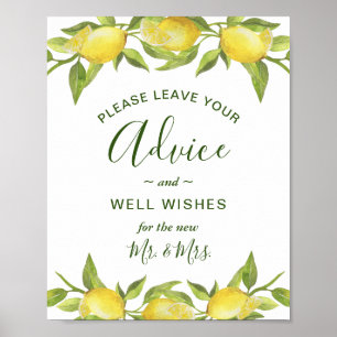Poster Lêmons Brilhante Chic Advice e well Wish Sign