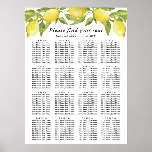 Poster Lemons & Greenery 16 Mesas (Frente)