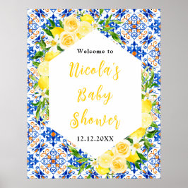 Poster Lemons Mediterranean Baby Shower Welcome