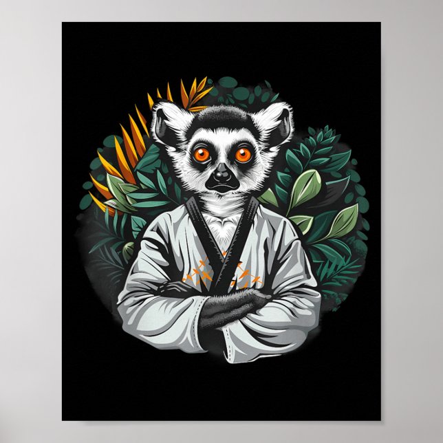Poster Lêmure de Kickboxing Taekwondo Caratê MMA Engraçad (Frente)