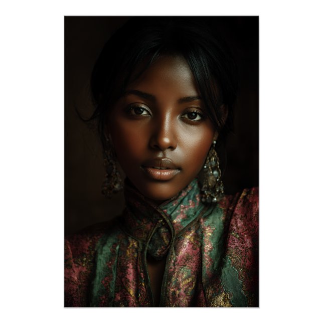 Póster Lenço de Cabeça com Retrato de Melanina Brilho Dou (Frente)