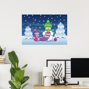 Póster Lenço de confecção de malhas do boneco de neve
